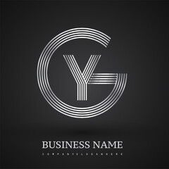 Letter GY logo design circle G shape. Elegant silver colored, symbol for your business name or company identity.