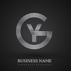 Letter GY logo design circle G shape. Elegant silver colored, symbol for your business name or company identity.