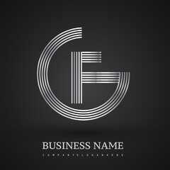 Letter GF logo design circle G shape. Elegant silver colored, symbol for your business name or company identity.