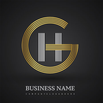 Letter GH linked logo design circle G shape. Elegant gold and silver colored, symbol for your business name or company identity.