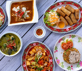 Thai Food Mixes of Fried Rice, noodles and soups