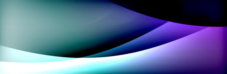 Fluid gradient neon color waves, vector abstract background