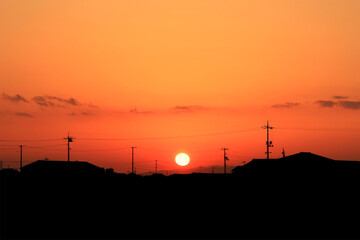 夕焼け空と町並み 1