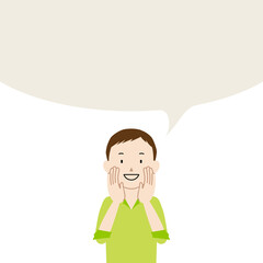 Illustration of a man telling something in a loud voice (announcement, notice, advertisement)