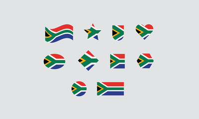 South Africa set flag shape vector illustration