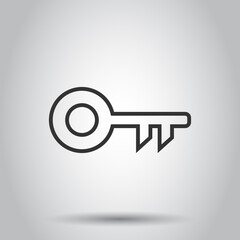 Key icon in flat style. Password vector illustration on white isolated background. Access business concept.