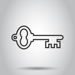 Key icon in flat style. Password vector illustration on white isolated background. Access business concept.