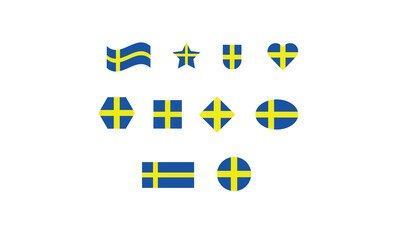 Sweden set flag shape vector illustration