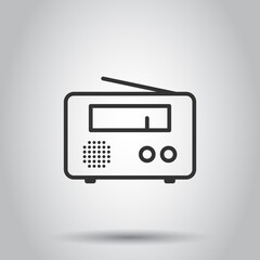 Radio icon in flat style. Fm broadcast vector illustration on white isolated background. Radiocast business concept.