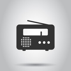 Radio icon in flat style. Fm broadcast vector illustration on white isolated background. Radiocast business concept.