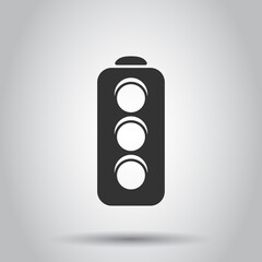 Semaphore icon in flat style. Traffic light vector illustration on white isolated background. Crossroads business concept.