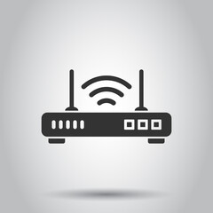 Wifi router icon in flat style. Broadband vector illustration on white isolated background. Internet connection business concept.