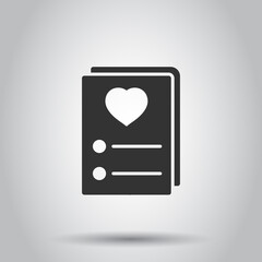 Wishlist icon in flat style. Like document vector illustration on white isolated background. Favorite list business concept.