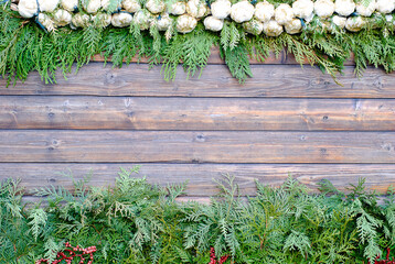 Christmas New year noel background. Wood rustic stile. Copy space for text.