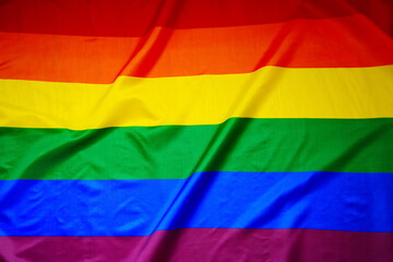 rainbow flag waving in wind