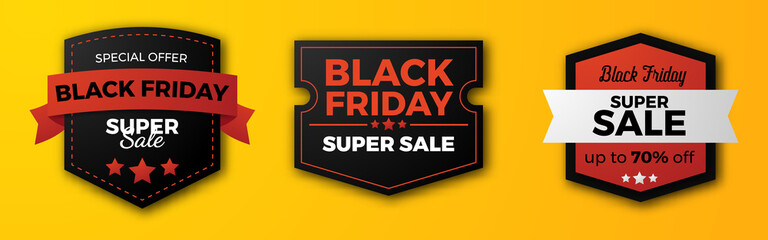 Fototapeta na wymiar set of black friday sale offer badge banner retro for discount promotion