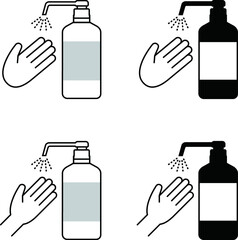 ボトルから出たスプレーで手のひらや手首を消毒（セット）