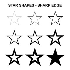 Set of star symbol icon, collection of line sign shape, graphic vector illustration design