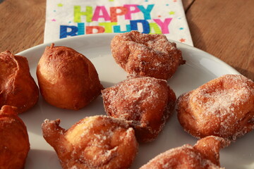 fresh donuts deep-fried in the deep fryer