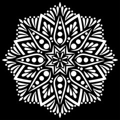 White mandala on black Pattern Stencil Doodles Sketch