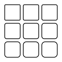 Set of empty frame, collection of outline border design isolated on white background. Black line illustration