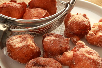 fresh donuts deep-fried in the deep fryer