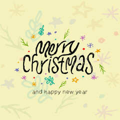 Merry Christmas text, Lettering design card template, Handwriting Alphabets, Hand Drawn Fonts, Creative typography