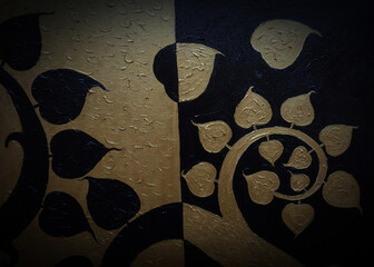 Art painting oil color leaf tree Thai pattern Thai land , geometric shapes , geometry	