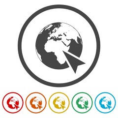 Globe Icon, Go to web ring icon, color set