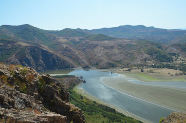 lake in the mountains sky dry up life 