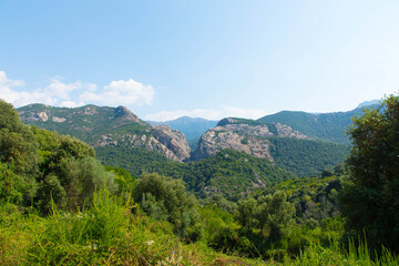 Fototapeta na wymiar Gebirge zum Küstenwandern auf der französischen Insel Korsika. Der Parc Naturel de la Corse , Korsika