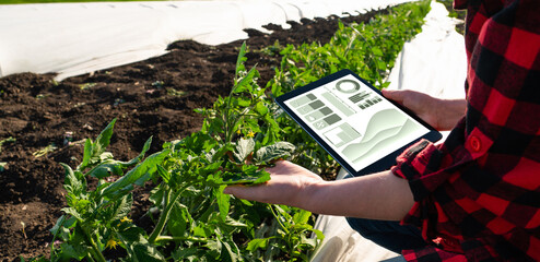Farmer with digital tablet. Smart farming and precision agriculture 4.0