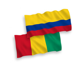 Flags of Guinea and Colombia on a white background