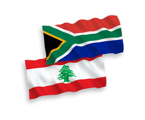 Flags of Lebanon and Republic of South Africa on a white background