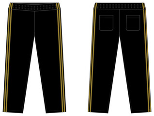 Sports jersey pants vector template illustration / black and gold