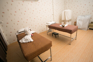 Fototapeta na wymiar Interior of massage room in a spa salon Thailand
