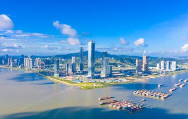 Naklejka premium Landscape of Hengqin Free Trade Zone, Zhuhai City, Guangdong Province, China