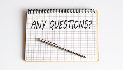 Word Writing Text ANY QUESTIONS. business concept .