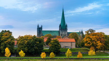 Cathedral in autumn, Trondheim, Norway. 