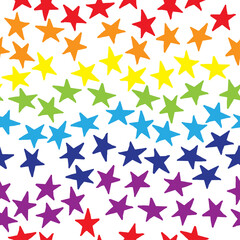 Seamless pattern with stars in rainbow colors of LGBT. Vector design for textile, backgrounds, clothes, wrapping paper, web sites and wallpaper. Fashion illustration hand drawn seamless pattern.