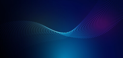 Abstract futuristic particle lines mesh on blue background with light effect. Technology concept.