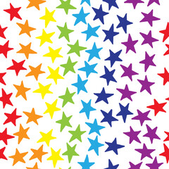 Seamless pattern with stars in rainbow colors of LGBTQ. Vector design for textile, backgrounds, clothes, wrapping paper, web sites and wallpaper. Fashion illustration hand drawn seamless pattern.