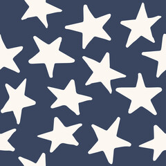 Seamless pattern with beige stars ondark blue background. Vector design for textile, backgrounds, clothes, wrapping paper, web sites and wallpaper. Fashion illustration hand drawn seamless pattern.