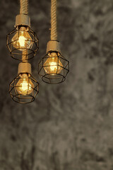 vintage light bulb hanging from ceiling for decoration