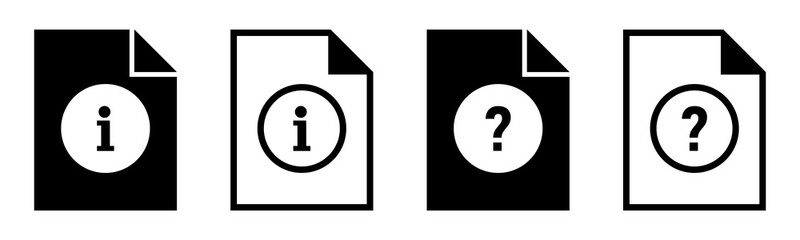 Unknown file icon set. Help or information document vector icon. Vector illustration EPS 10.