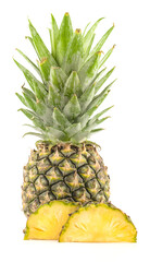 pineapple with slices an isolated Clipping Path