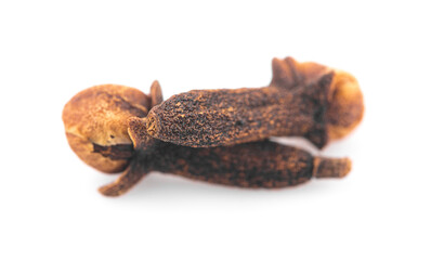 dry cloves on white background