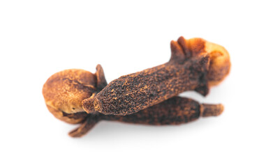 dry cloves on white background