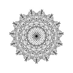 Mandala ethnic round pattern. Decorative background in circle. Stylized snowflake. Coloring book page.