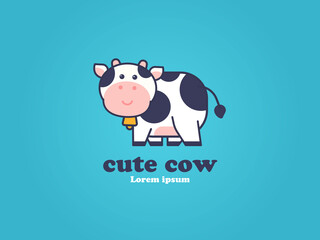 Cute cow logo cartoon concept illustration